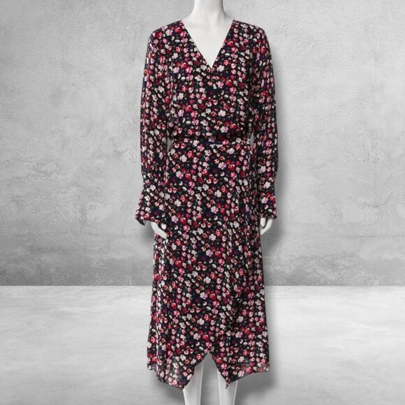 Equipment Floral Maxi Dress Sz S Faux Wrap Long Sleeve Flowy Feminine Career - Picture 3 of 12